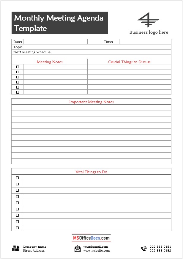 Monthly Meeting Agenda Templates 04