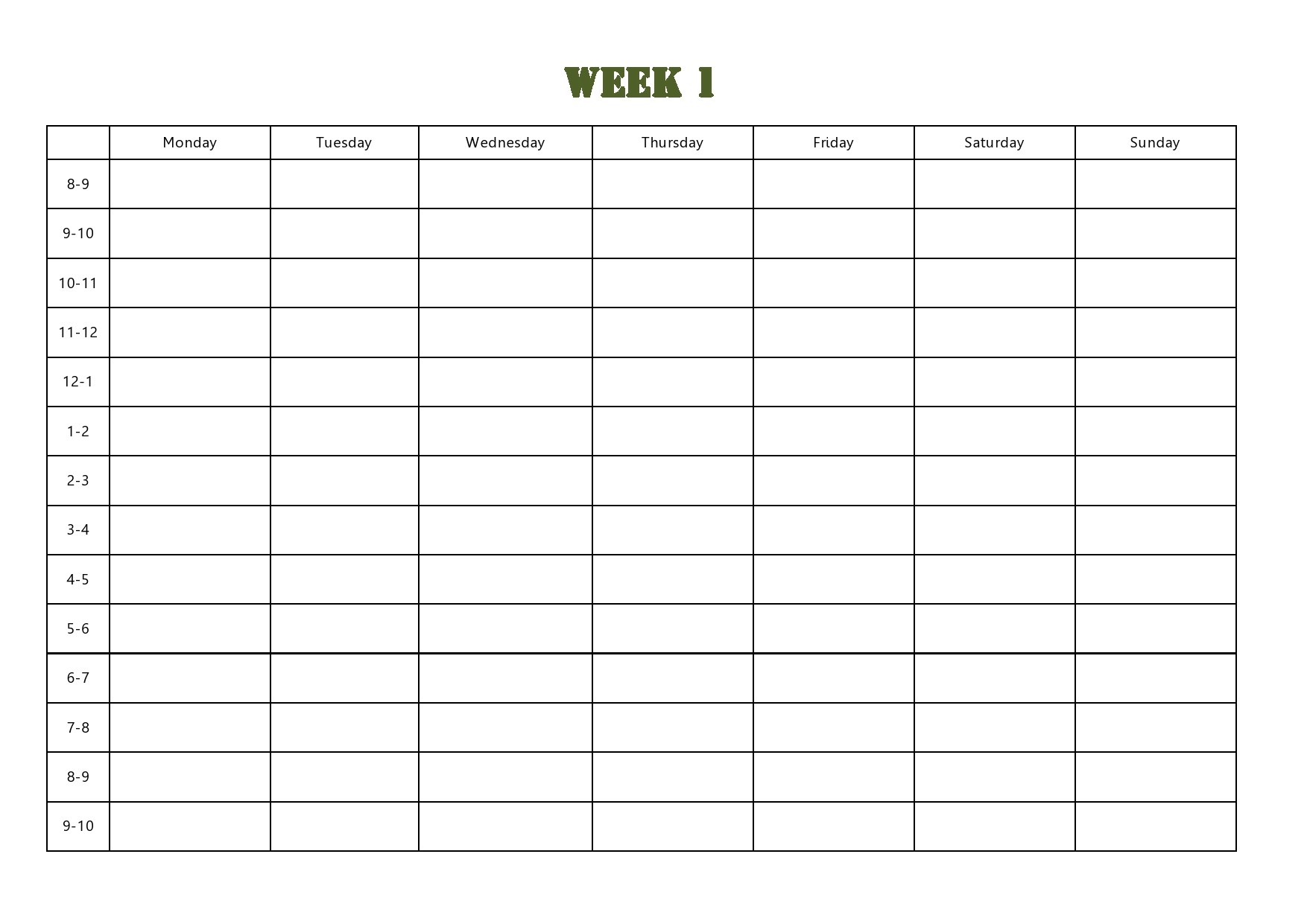 Study Schedule Template 02