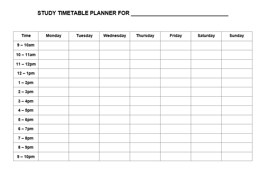 Study Schedule Template 04
