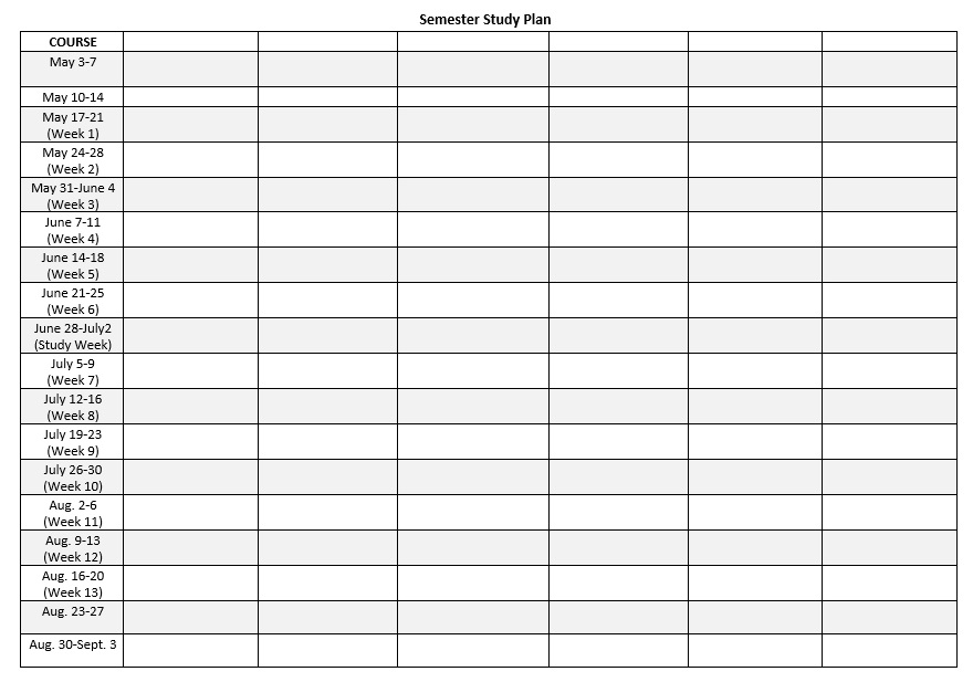 Study Schedule Template 09