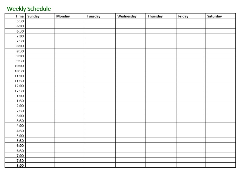 Study Schedule Template 11