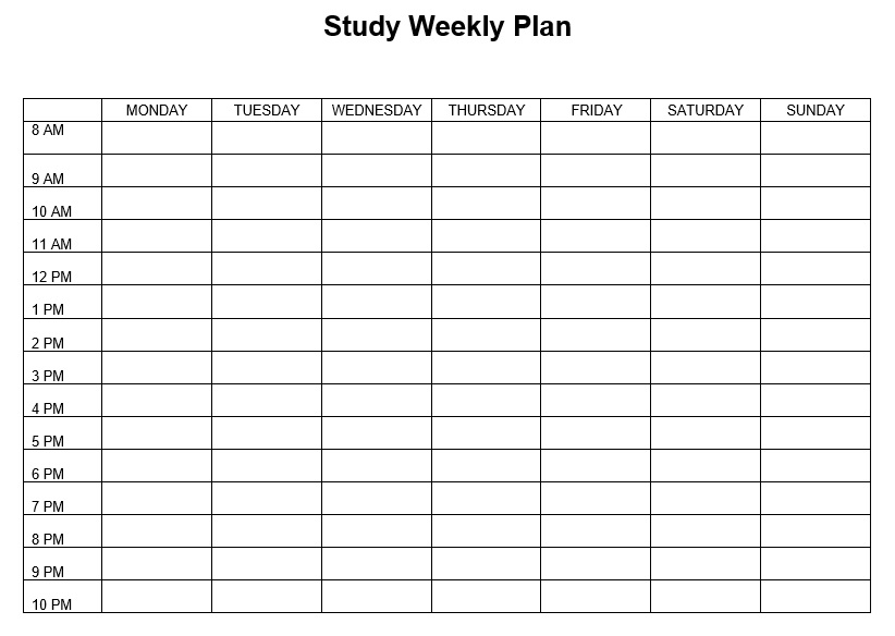 Study Schedule Template 13