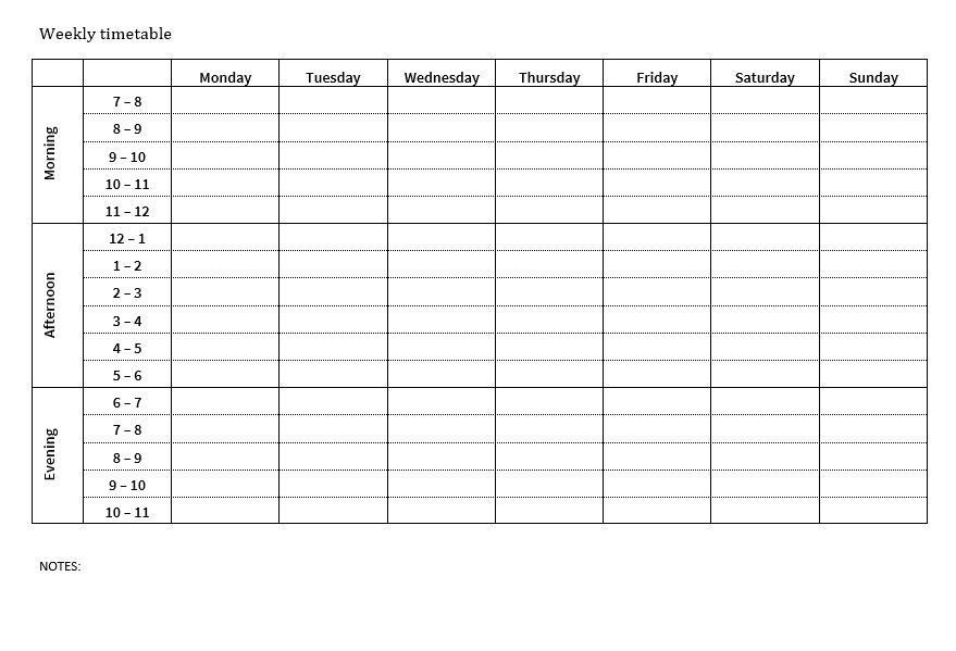 Study Schedule Template 15