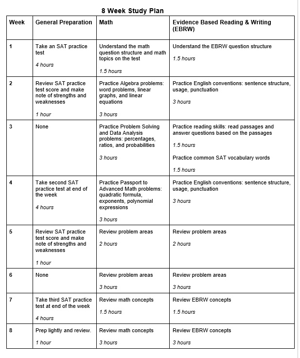 Study Schedule Template 19