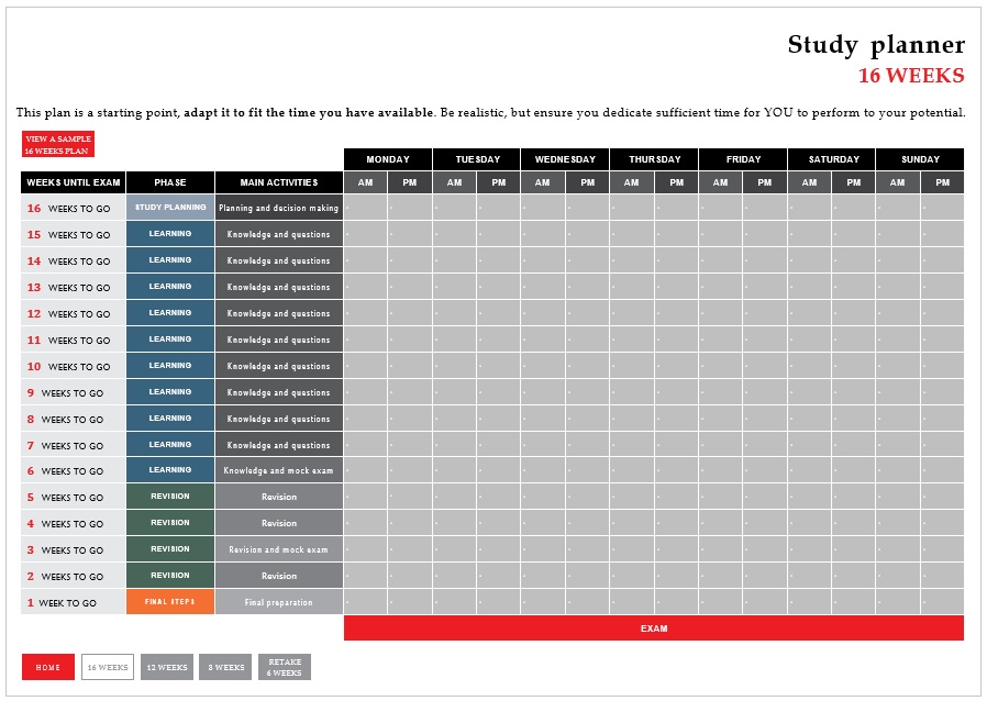 Study Schedule Template 22