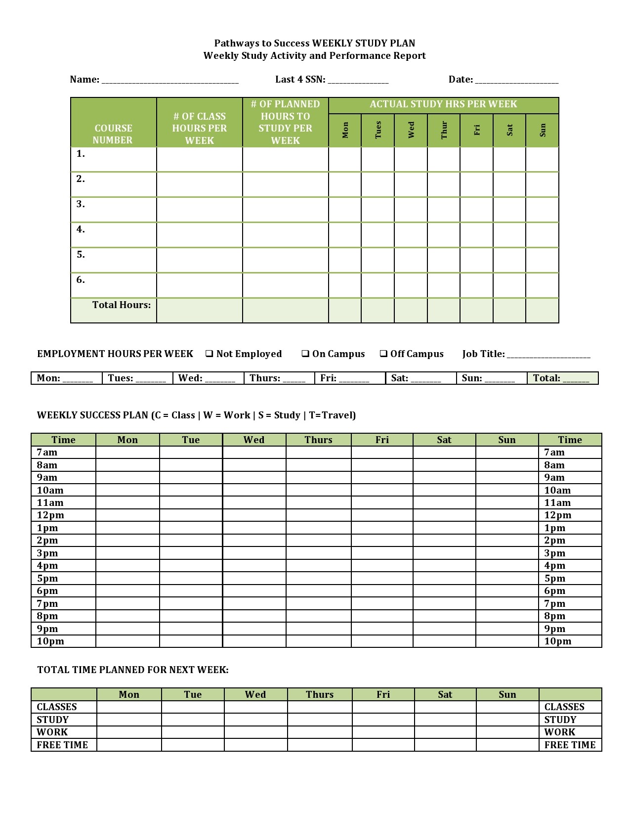 Study Schedule Template 23