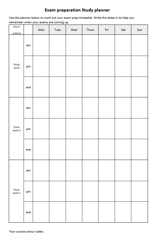 Study Schedule Template 30