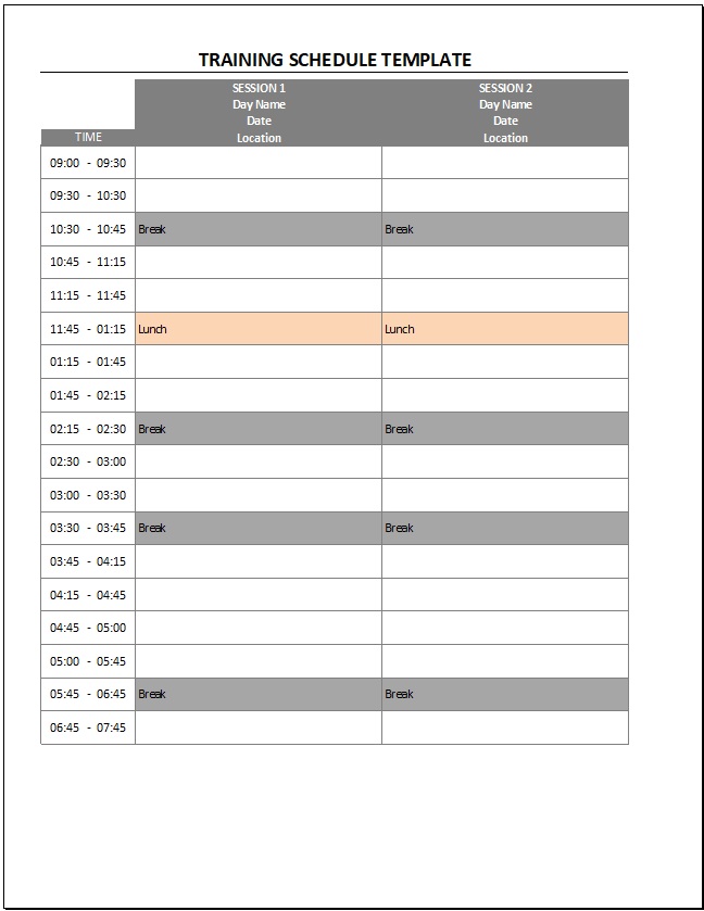 Training Plan Template 11