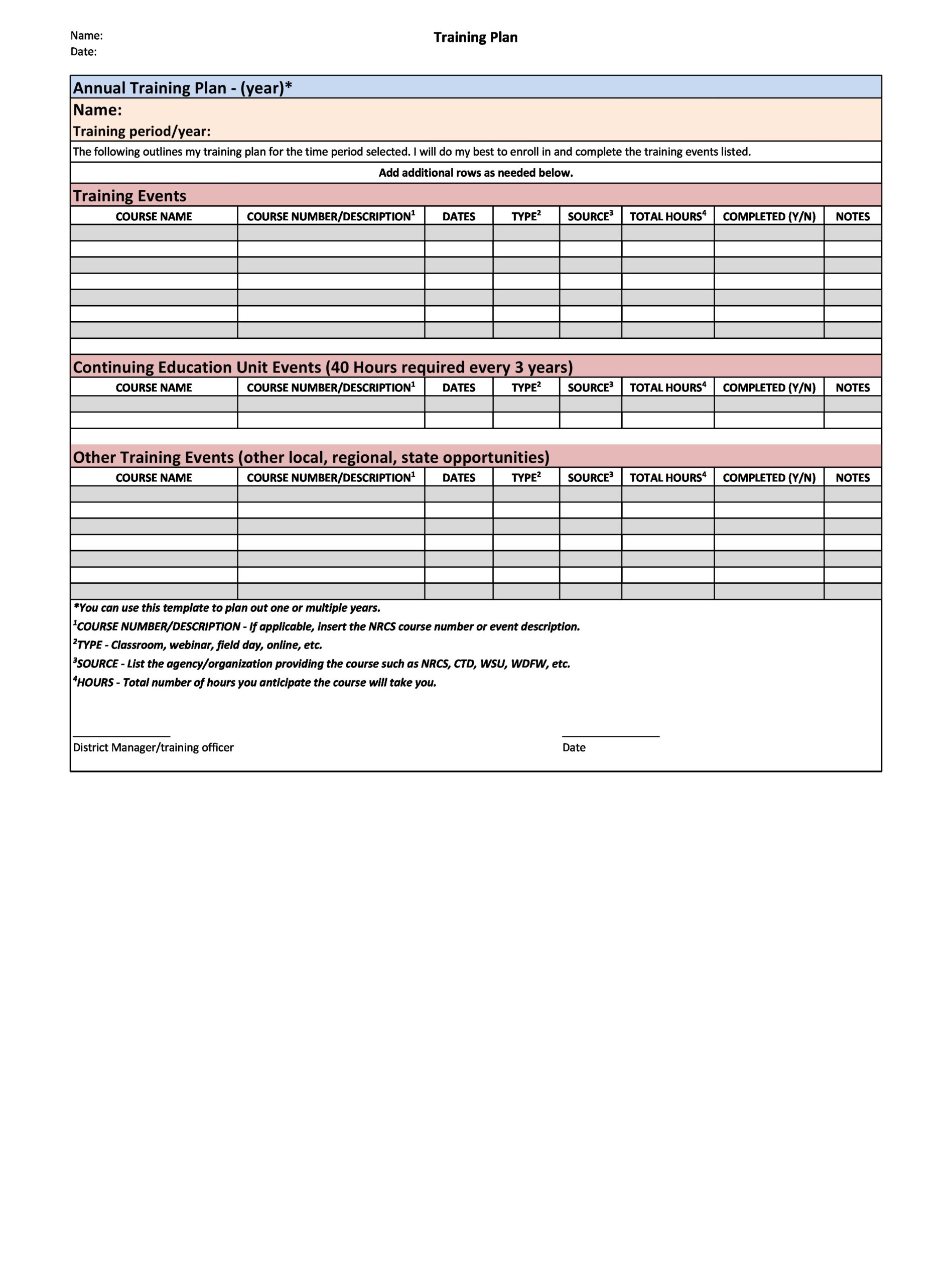 Training Plan Template 17