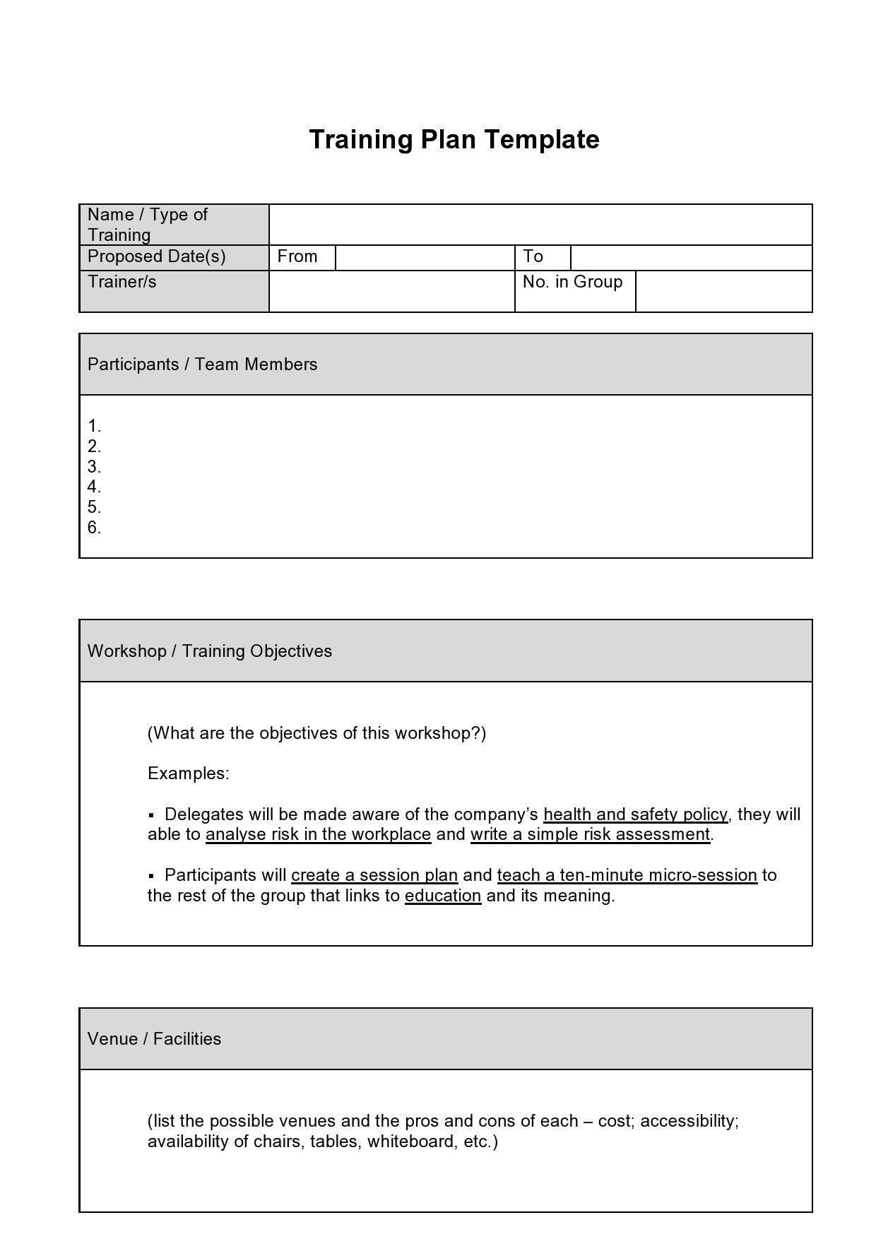 Training Plan Template 29