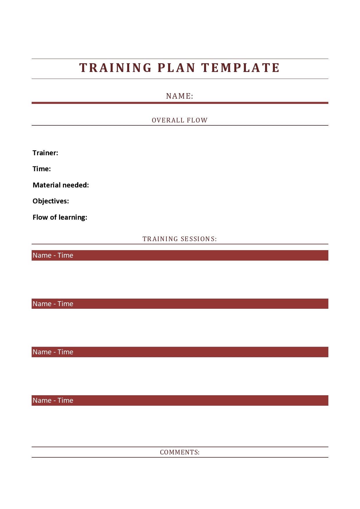 Training Plan Template 33